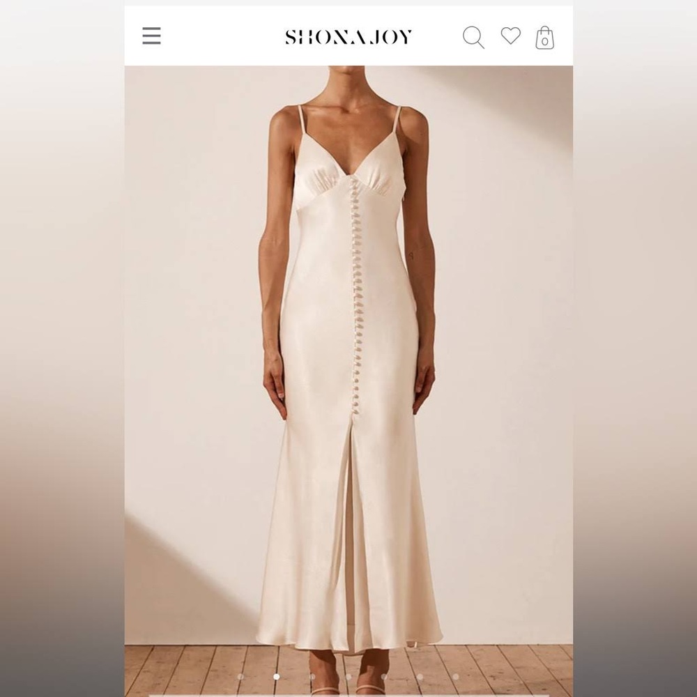 Shona Joy La Lune Bias Slip Dress in Cream - Size 2